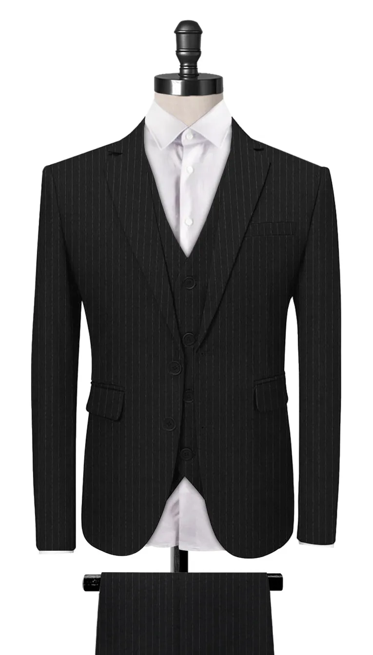 Black Pin Stripe 3-Piece Suit