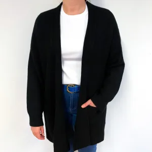 Black Slouchy Cashmere Edge to Edge Cardigan Large