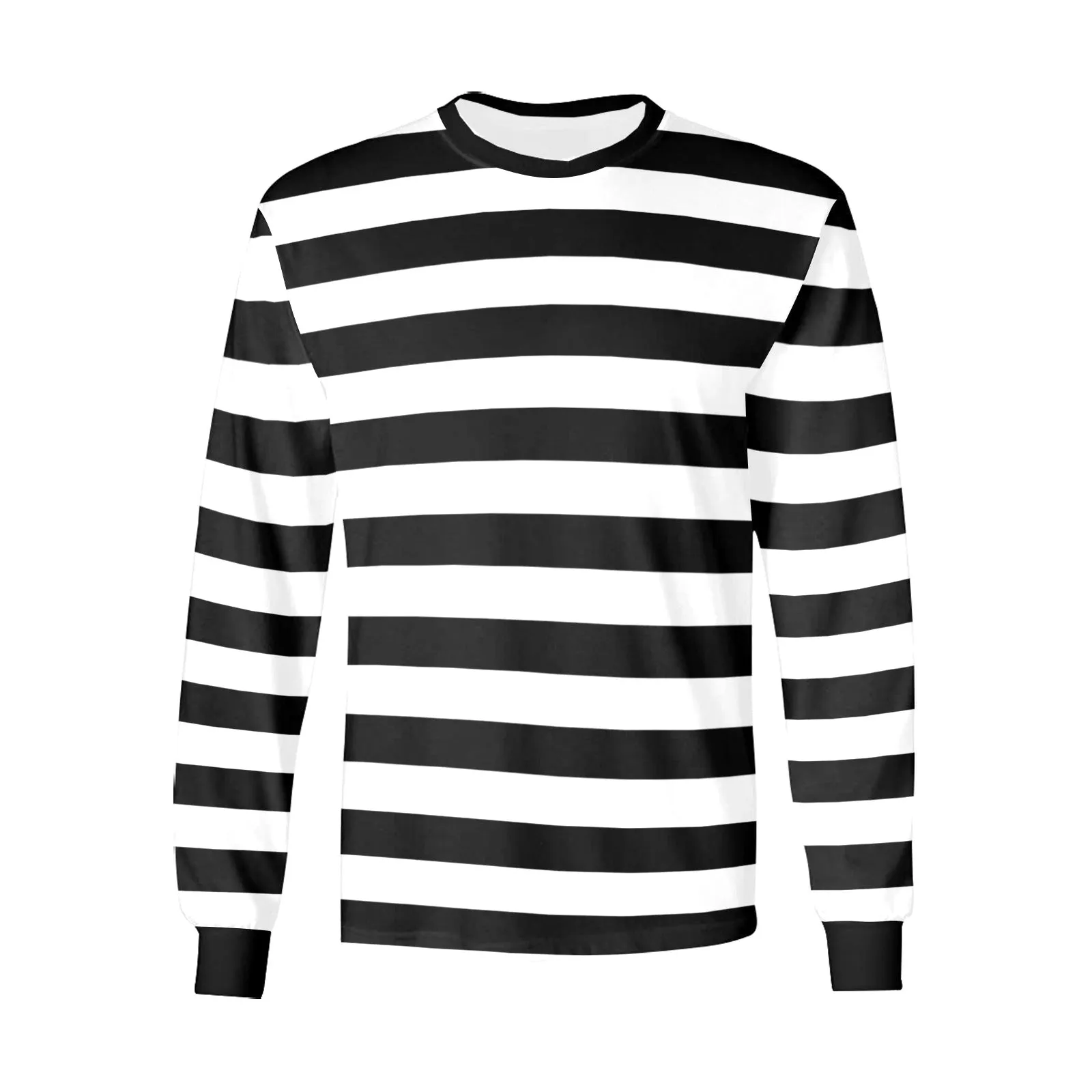 Black White Men Long Sleeve Striped TShirt, Graphic Vintage Retro Stripes Crewneck Unisex Women Designer Tee