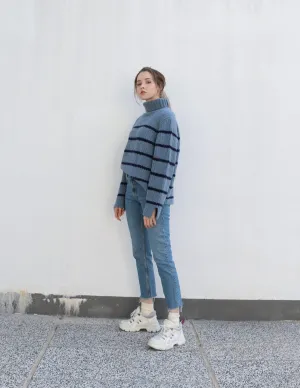 Blue Striped Turtleneck