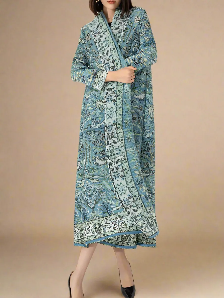 Boho long printed kimono