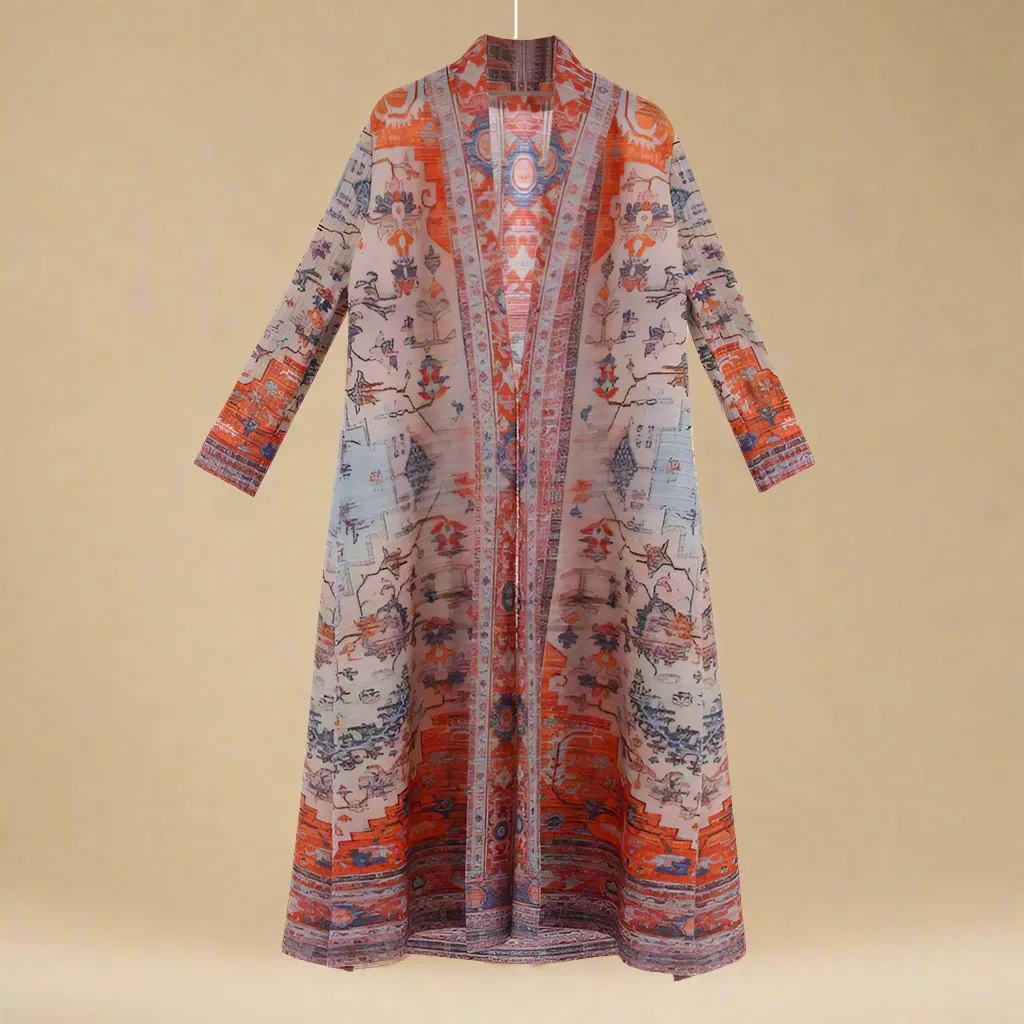 Boho long printed kimono
