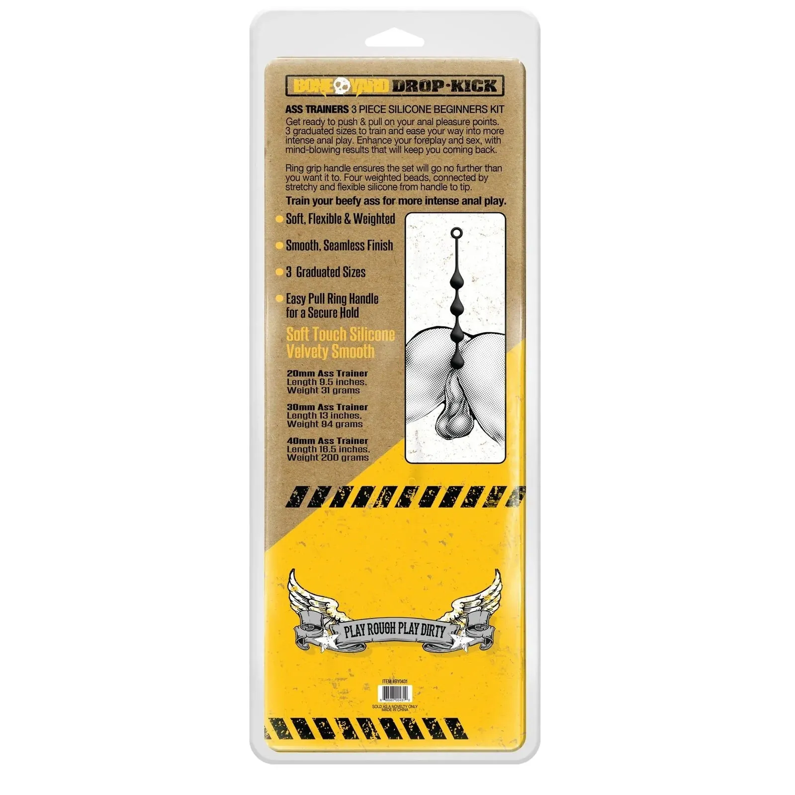 Boneyard Drop-Kick Silicone Ass Trainer (3 per set) - Black