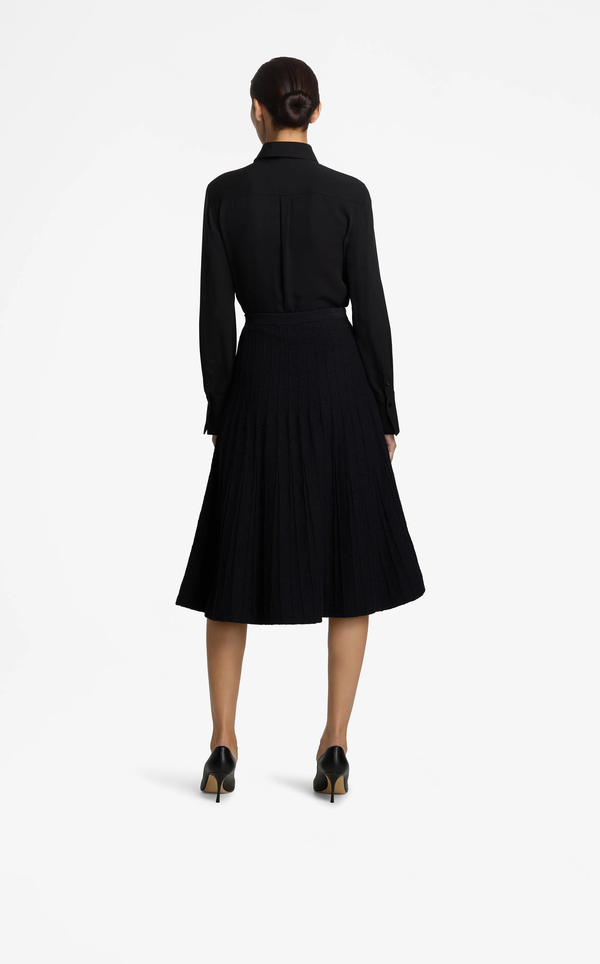 Bouclette Pleat Knit Skirt