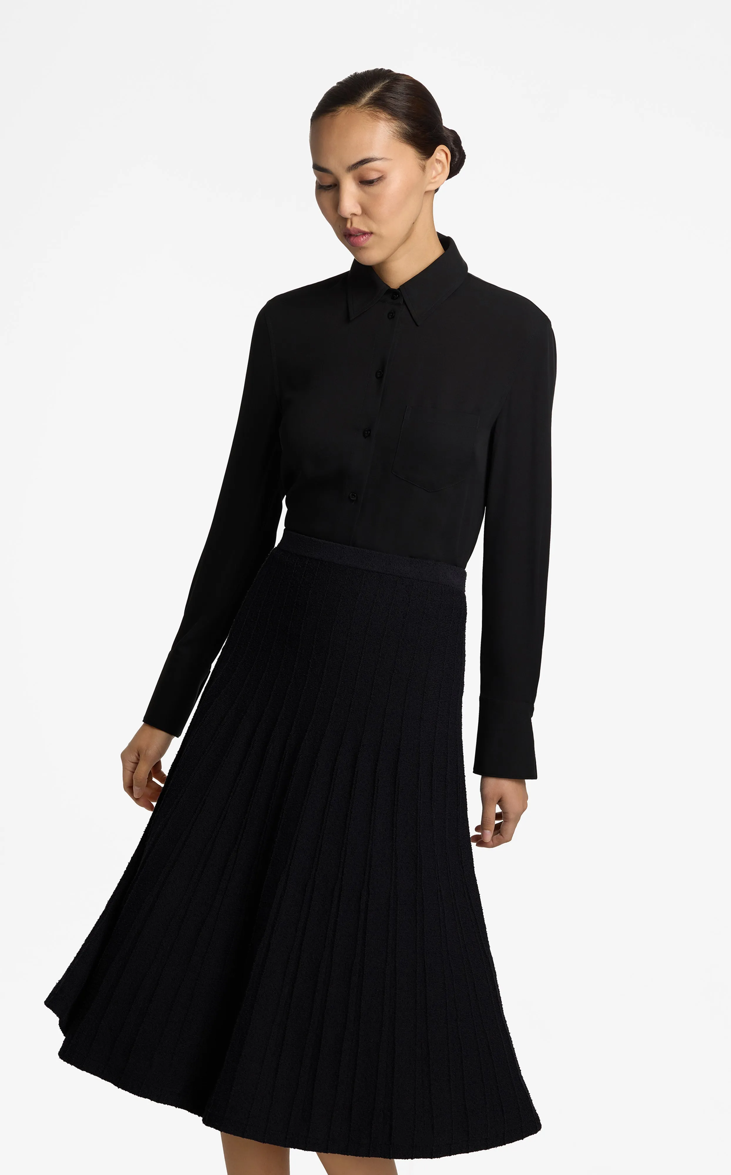 Bouclette Pleat Knit Skirt