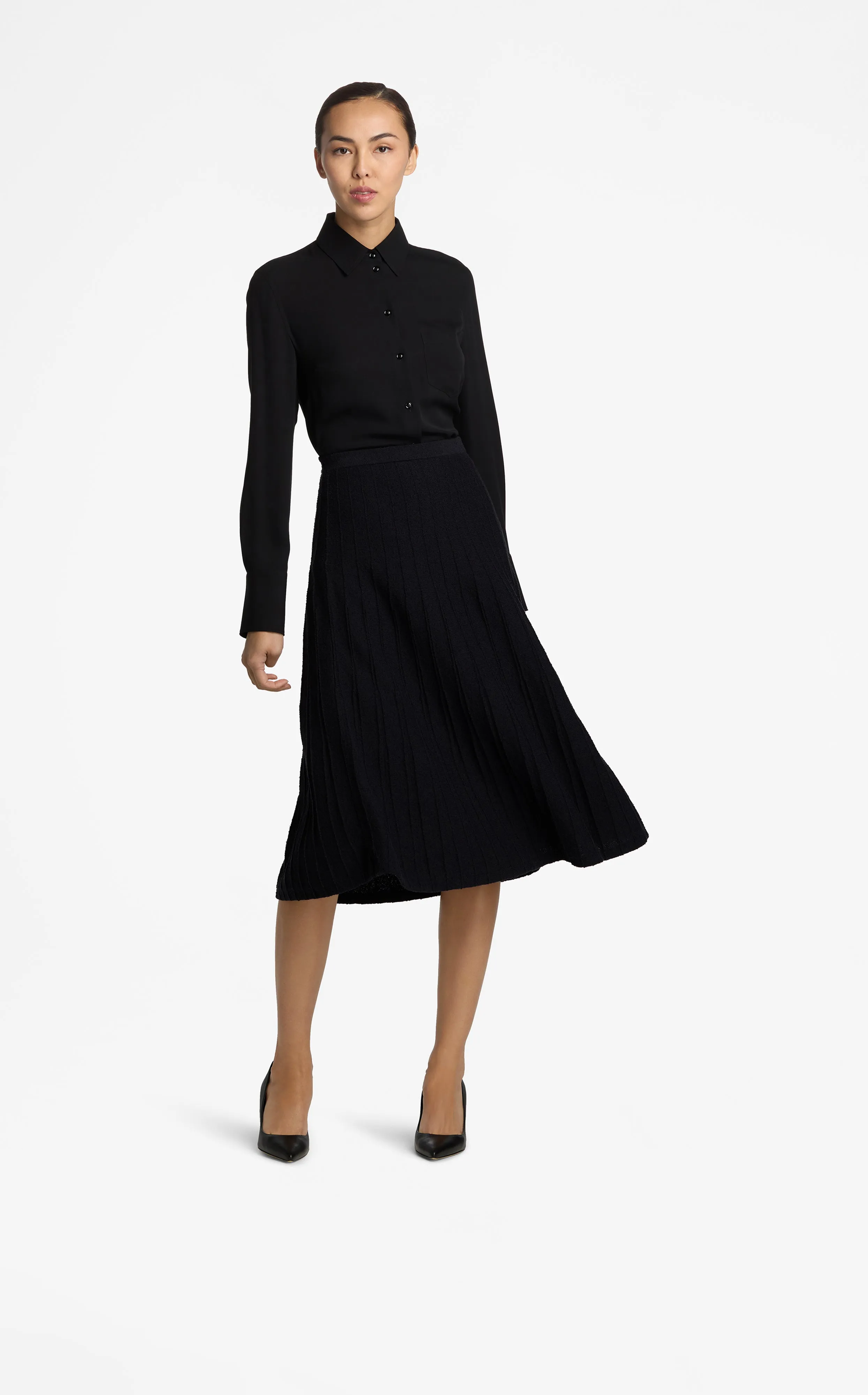 Bouclette Pleat Knit Skirt