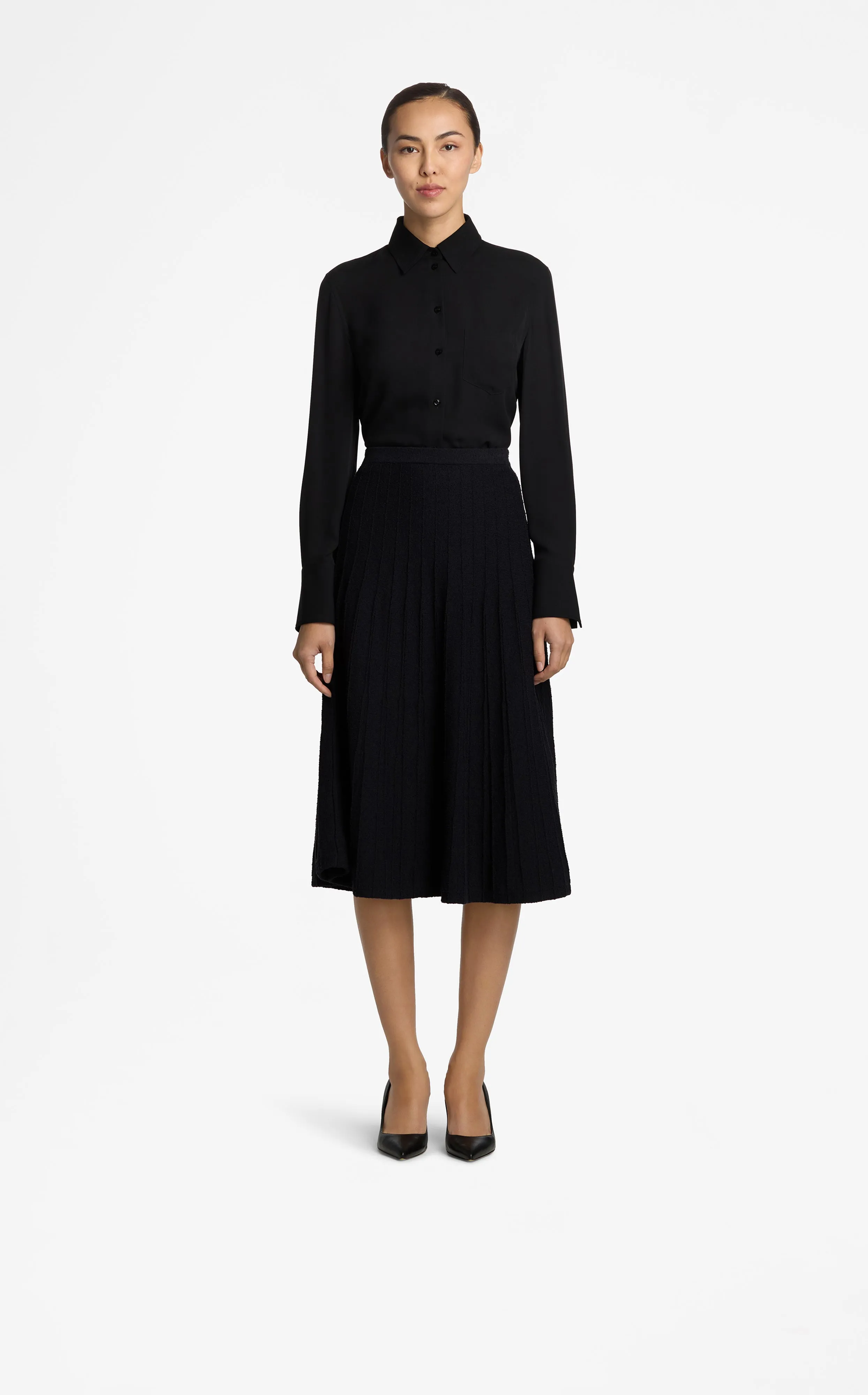 Bouclette Pleat Knit Skirt