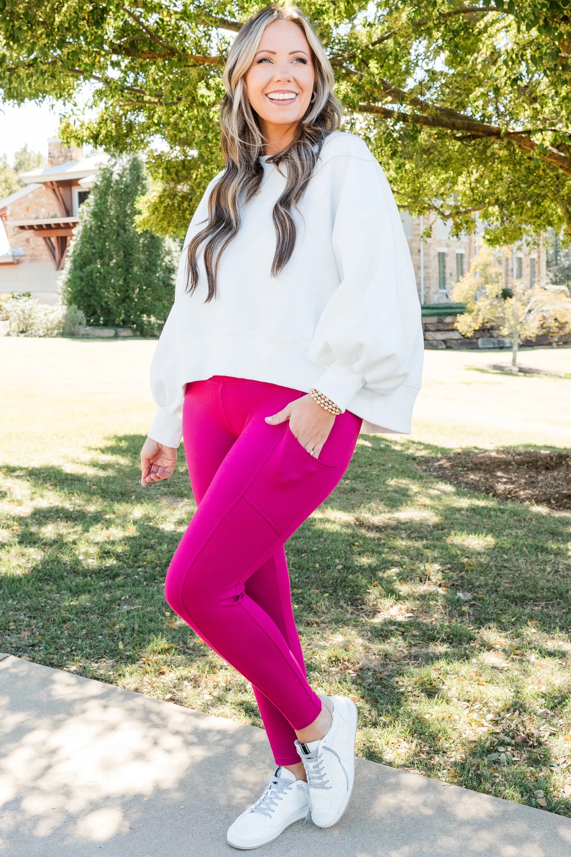 Bouncing Around Leggings, Magenta