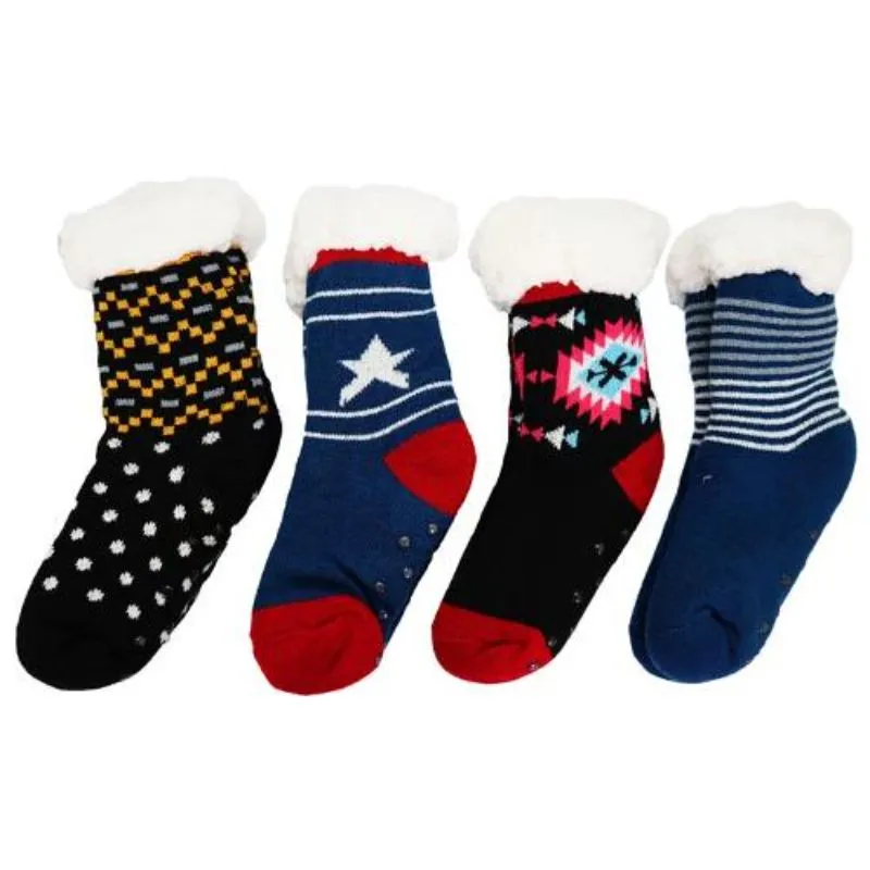 Boys Retro Sherpa Socks - Size 4-7