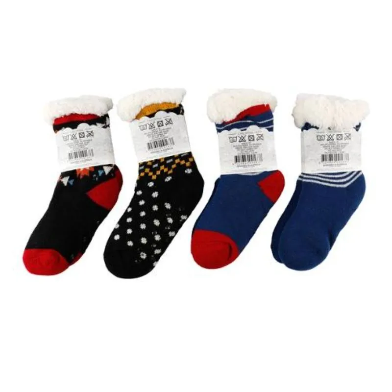 Boys Retro Sherpa Socks - Size 4-7