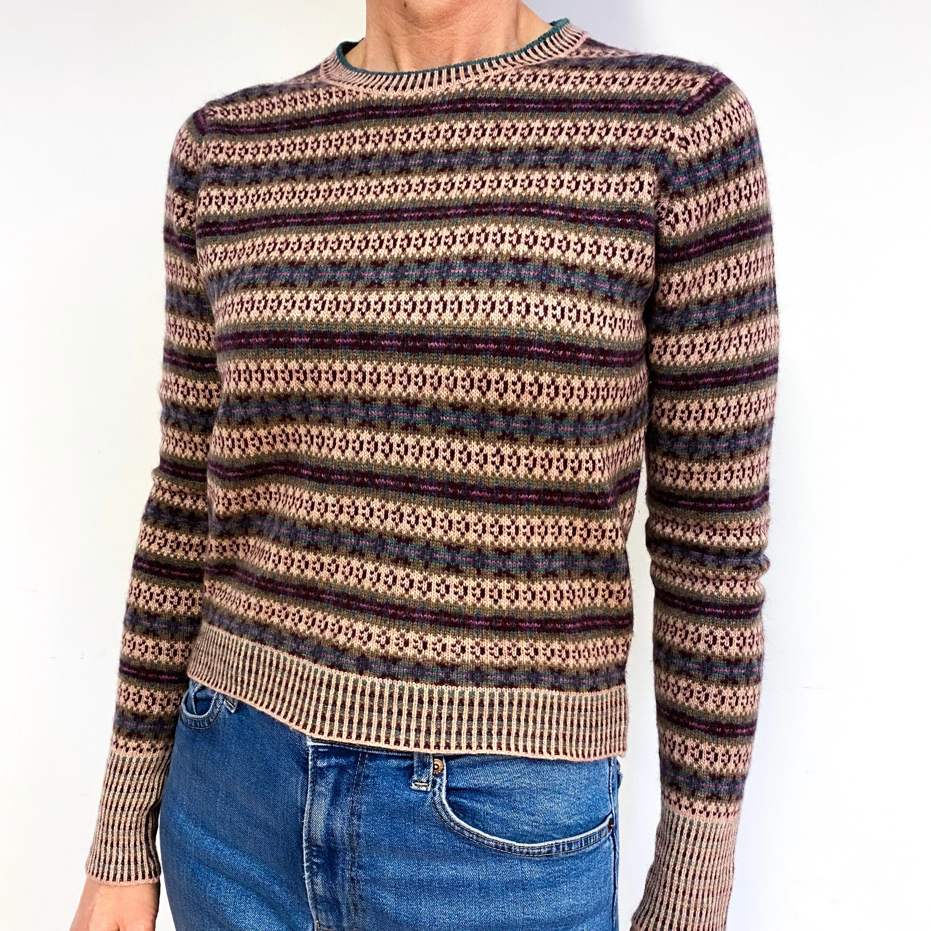 Brand New Scottish Fair Isle Cashmere Crew Neck Jumper Small