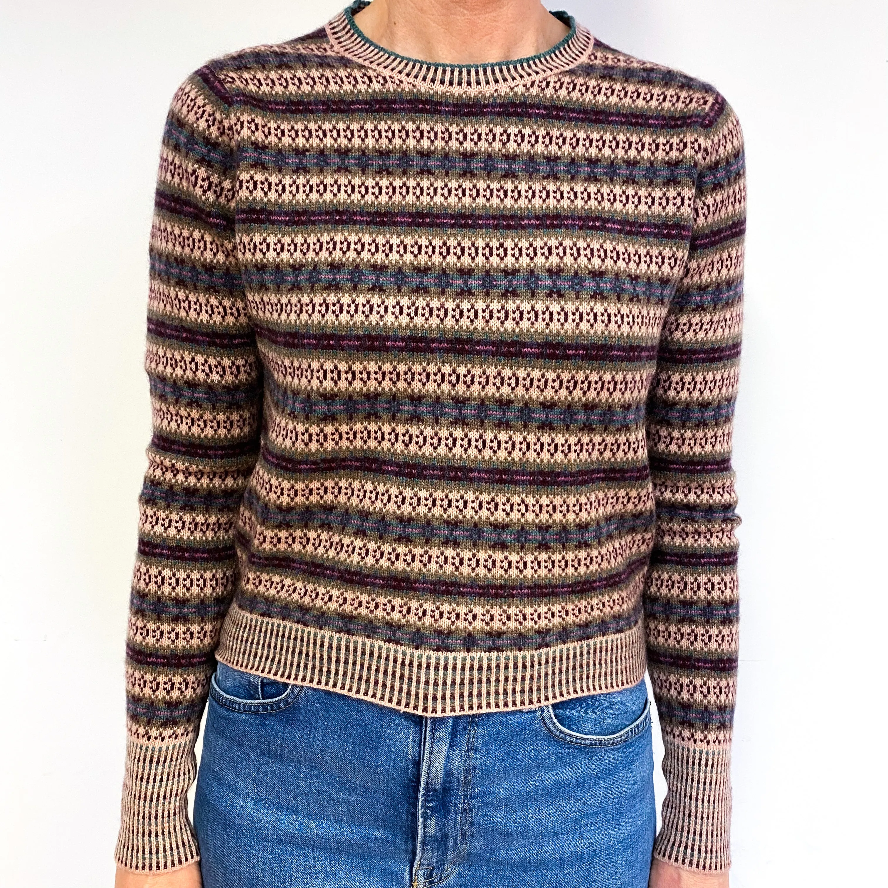 Brand New Scottish Fair Isle Cashmere Crew Neck Jumper Small
