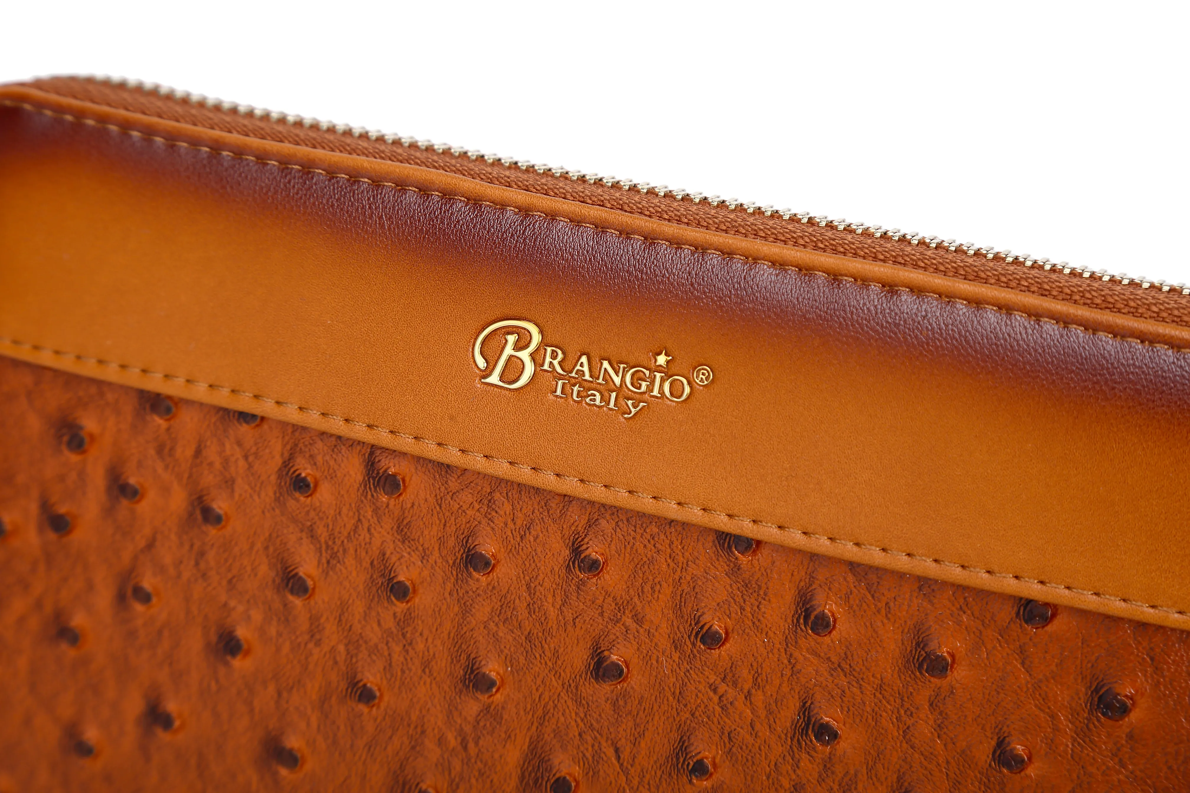 Brangio Ostrich-Embossed Leather Wallet