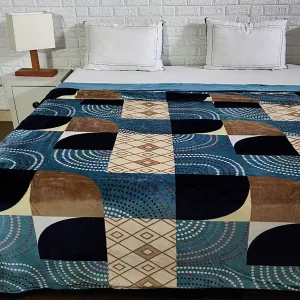 Brown and Blue Geometrical Print Duvet Cover