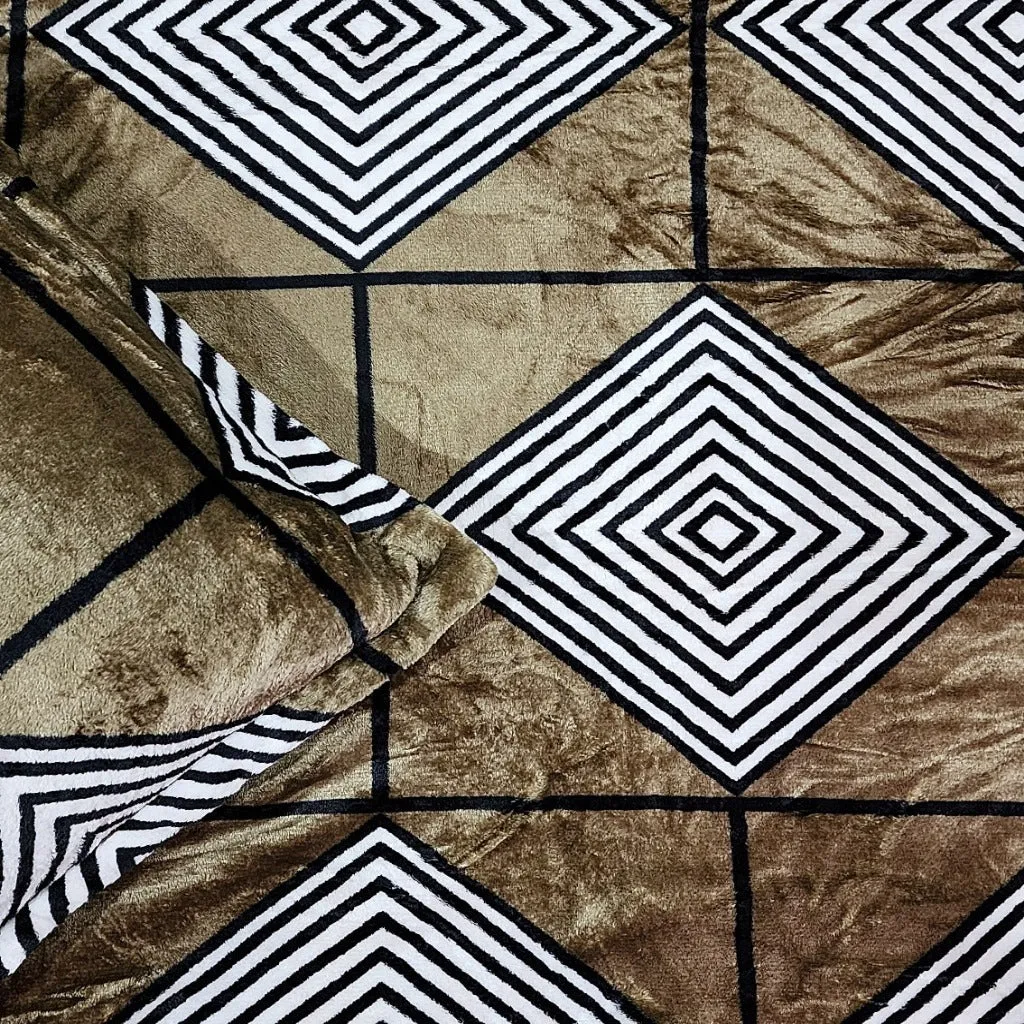 Brown Geometric Pattern Warm Bedsheet