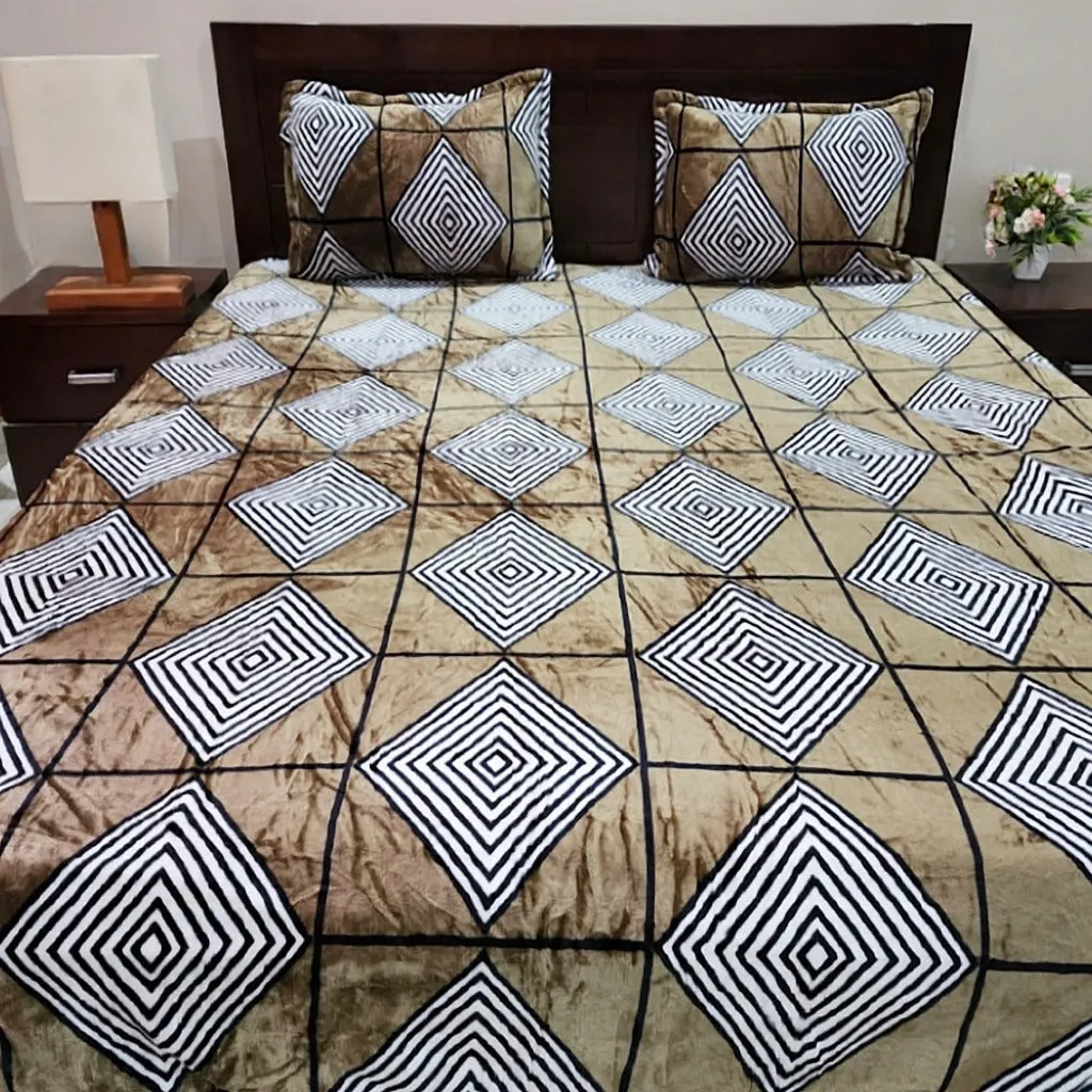 Brown Geometric Pattern Warm Bedsheet