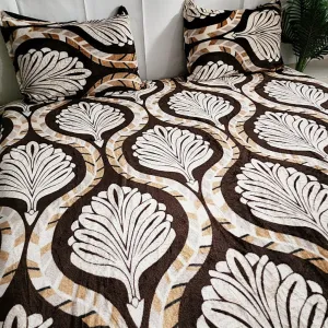 Brown Leaf Print Warm Bedsheet