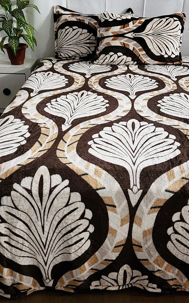 Brown Leaf Print Warm Bedsheet