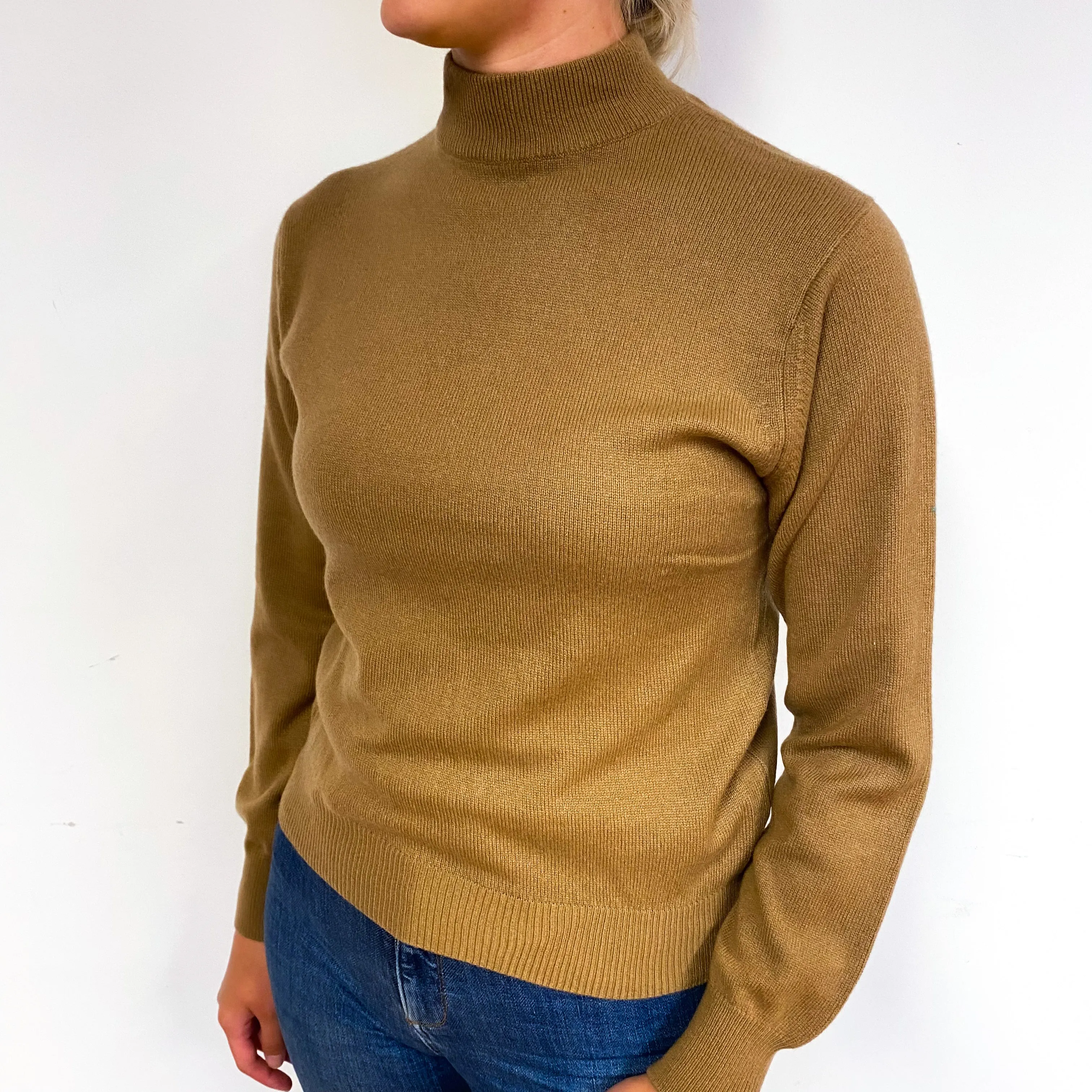 Butterscotch Brown Cashmere Turtle Neck Jumper Small