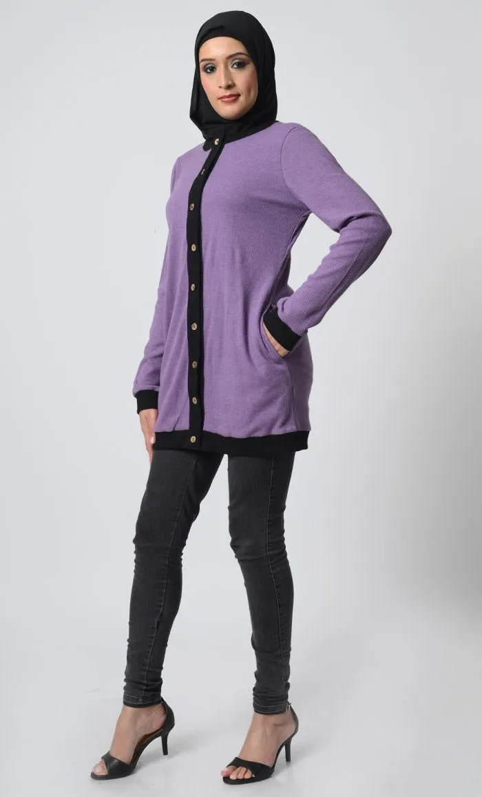 Button down front open  Knitted Cardigan