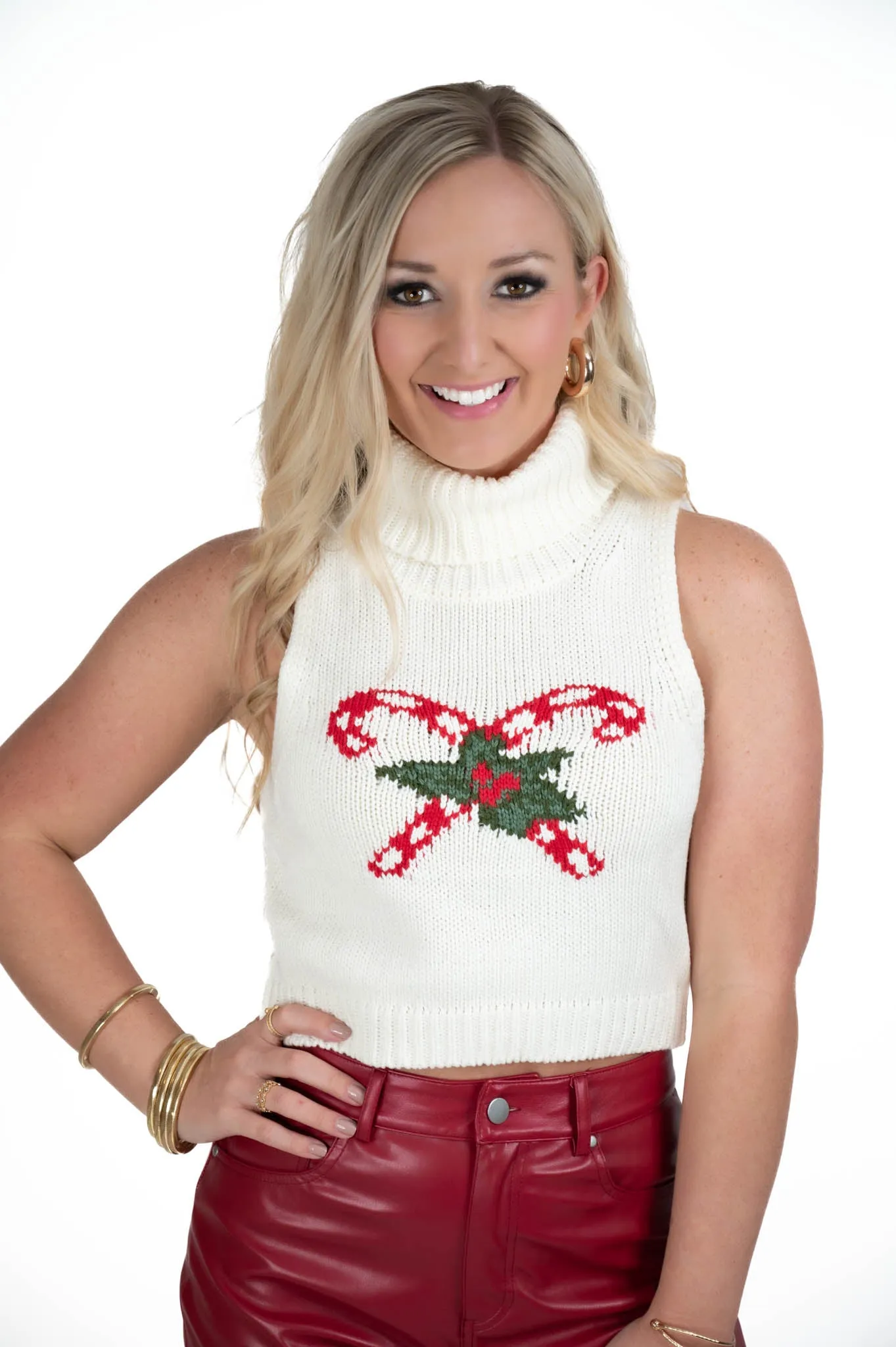 Candy Cane Graphic Sweater Top