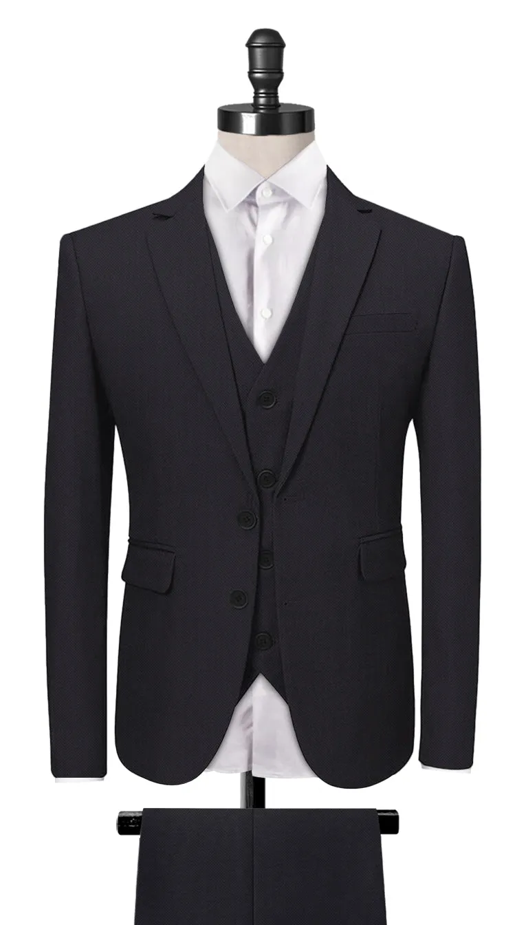 Charcoal Grey Herringbone 3-Piece Suit