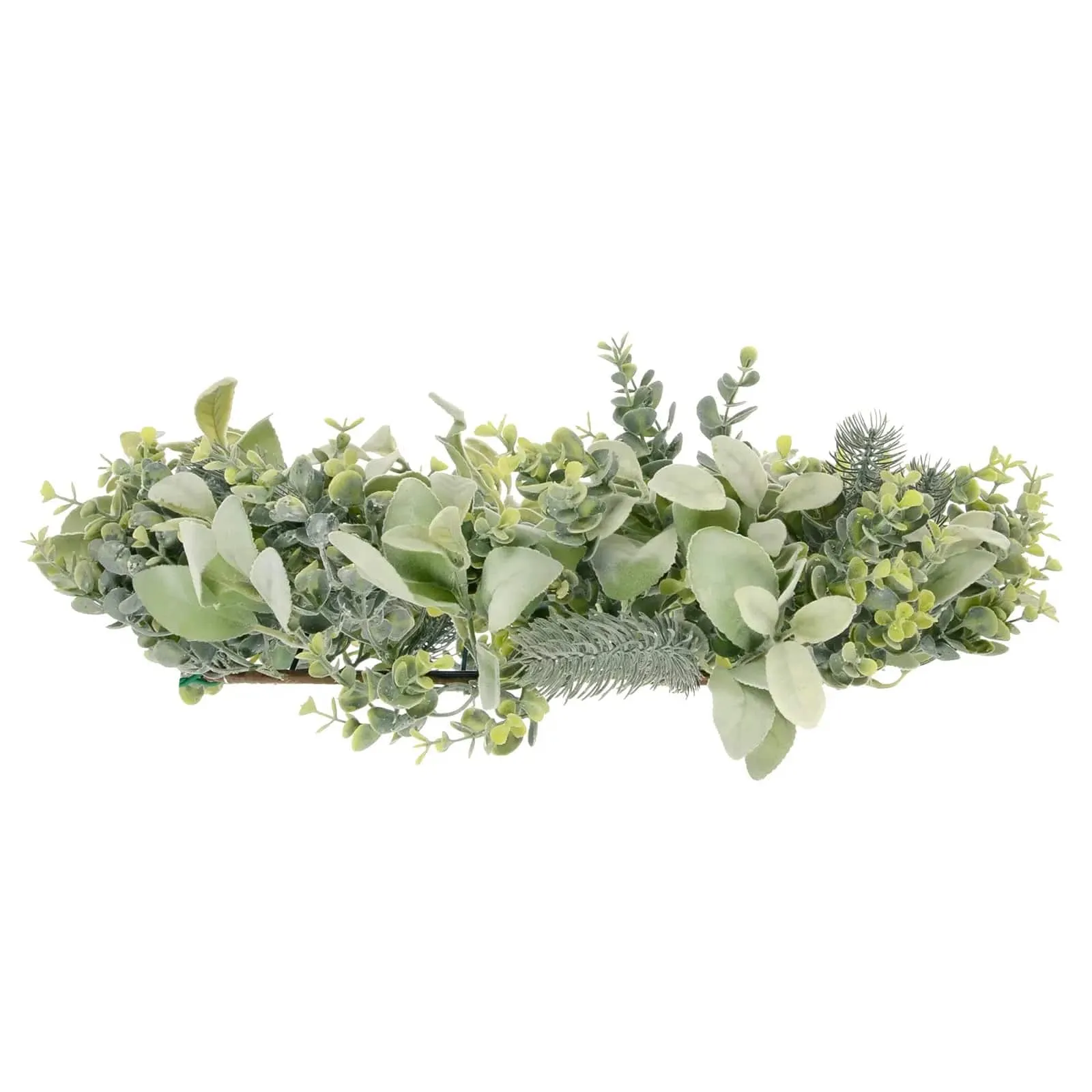 Christmas Wreath Pale Green Frosted Foliage Mixed Leaves 60cm