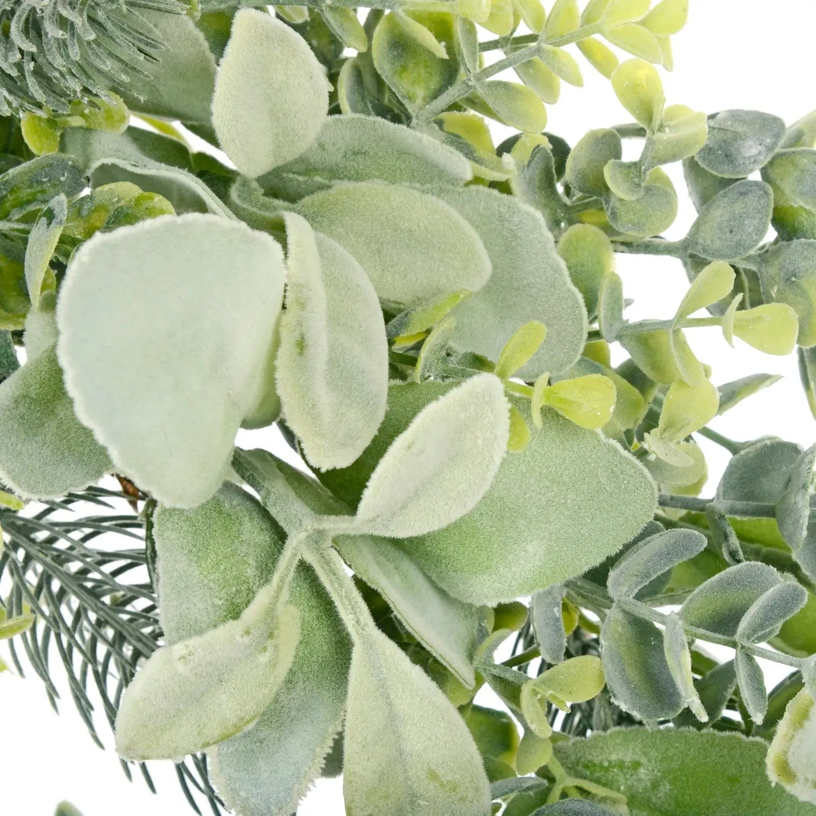 Christmas Wreath Pale Green Frosted Foliage Mixed Leaves 60cm