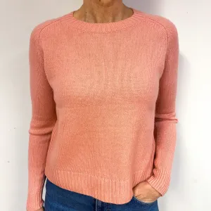 Chunky Flamingo Pink Cashmere Crew Neck Jumper Medium