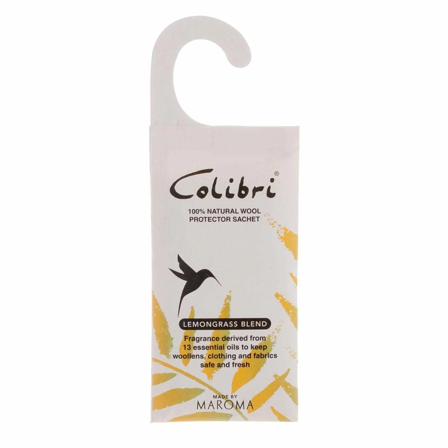 Colibri Natural Anti-Moth Hanging Wardrobe Sachet in Lemongrass