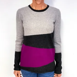 Colour Block Cashmere Crew Neck Jumper Medium
