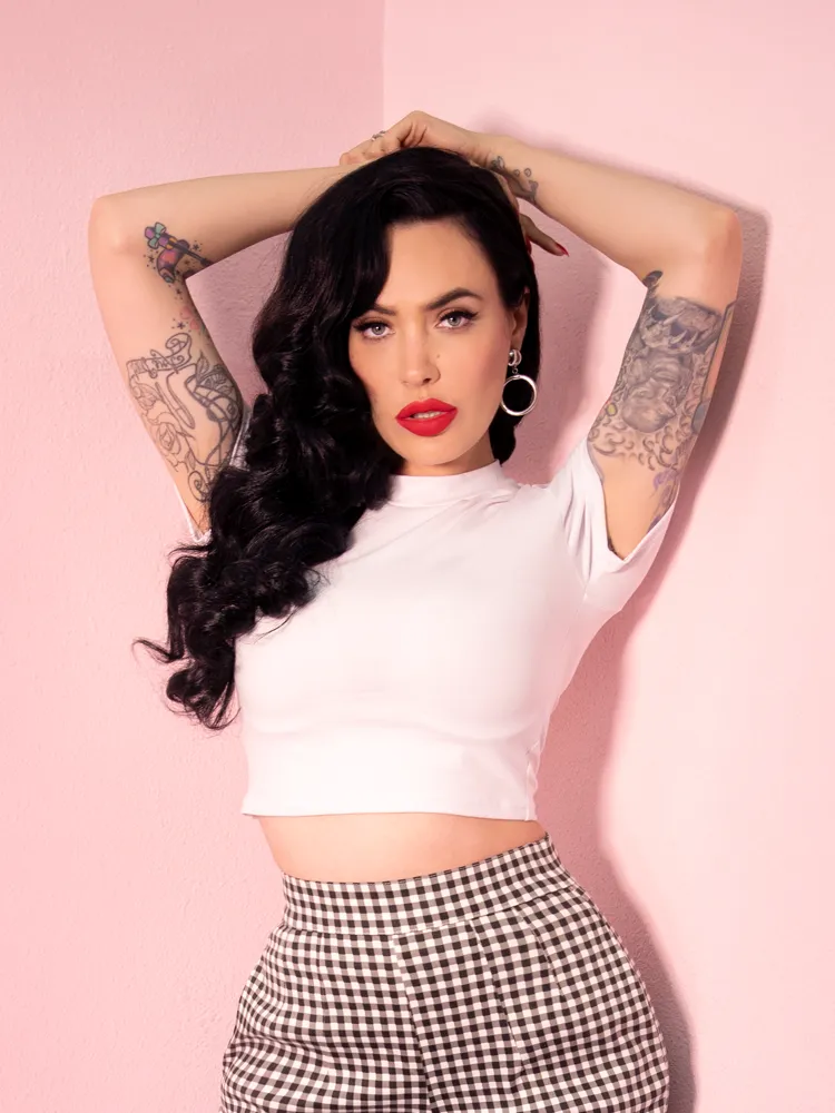 COMING BACK SOON - Bad Girl Crop Top in White - Vixen by Micheline Pitt