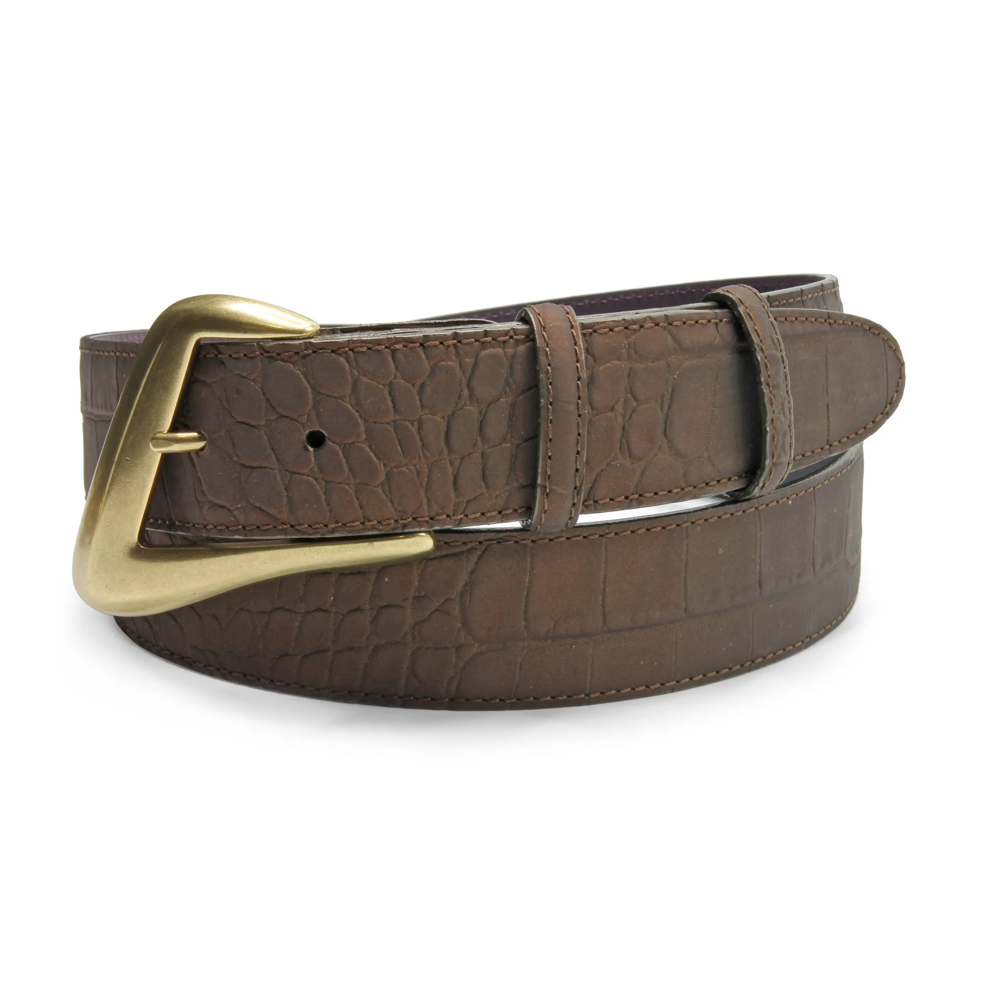 Copper Bacodor Mock Croc Swirl Prong Belt