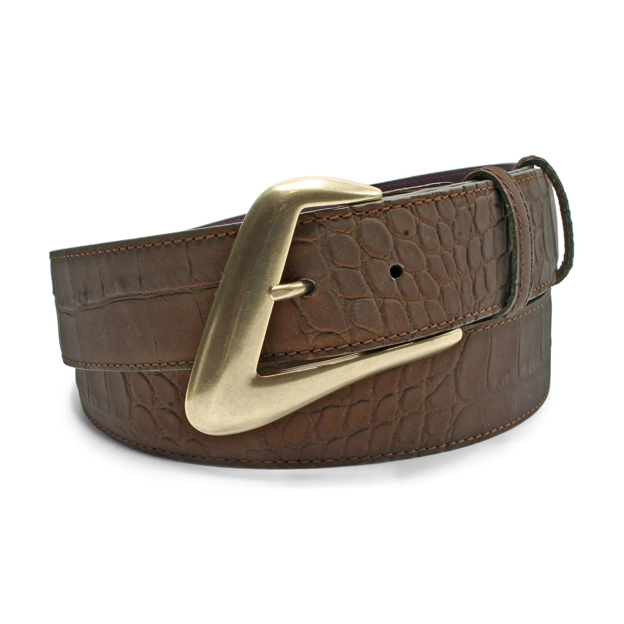 Copper Bacodor Mock Croc Swirl Prong Belt