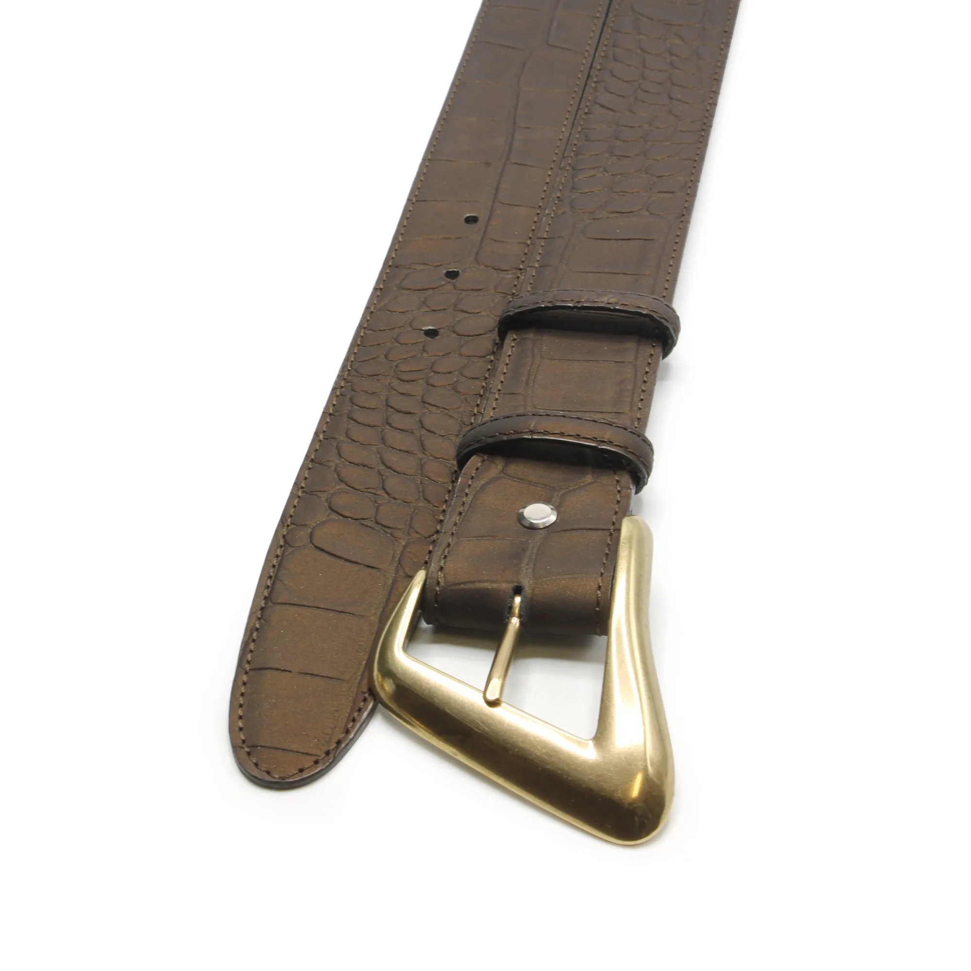 Copper Bacodor Mock Croc Swirl Prong Belt