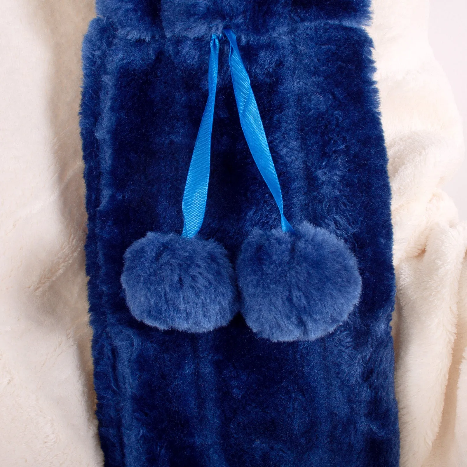 Cozy And Warm Long Plush Hot Water Bottle Navy