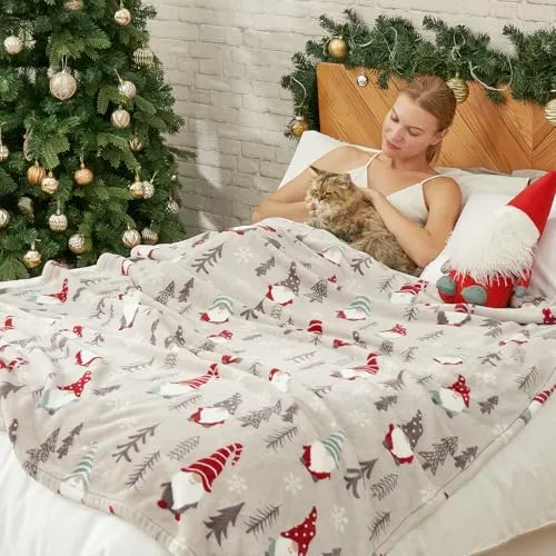 Cozy Bliss Gnome Christmas Throw Blanket, (Xmas Gnome, 50"x60")