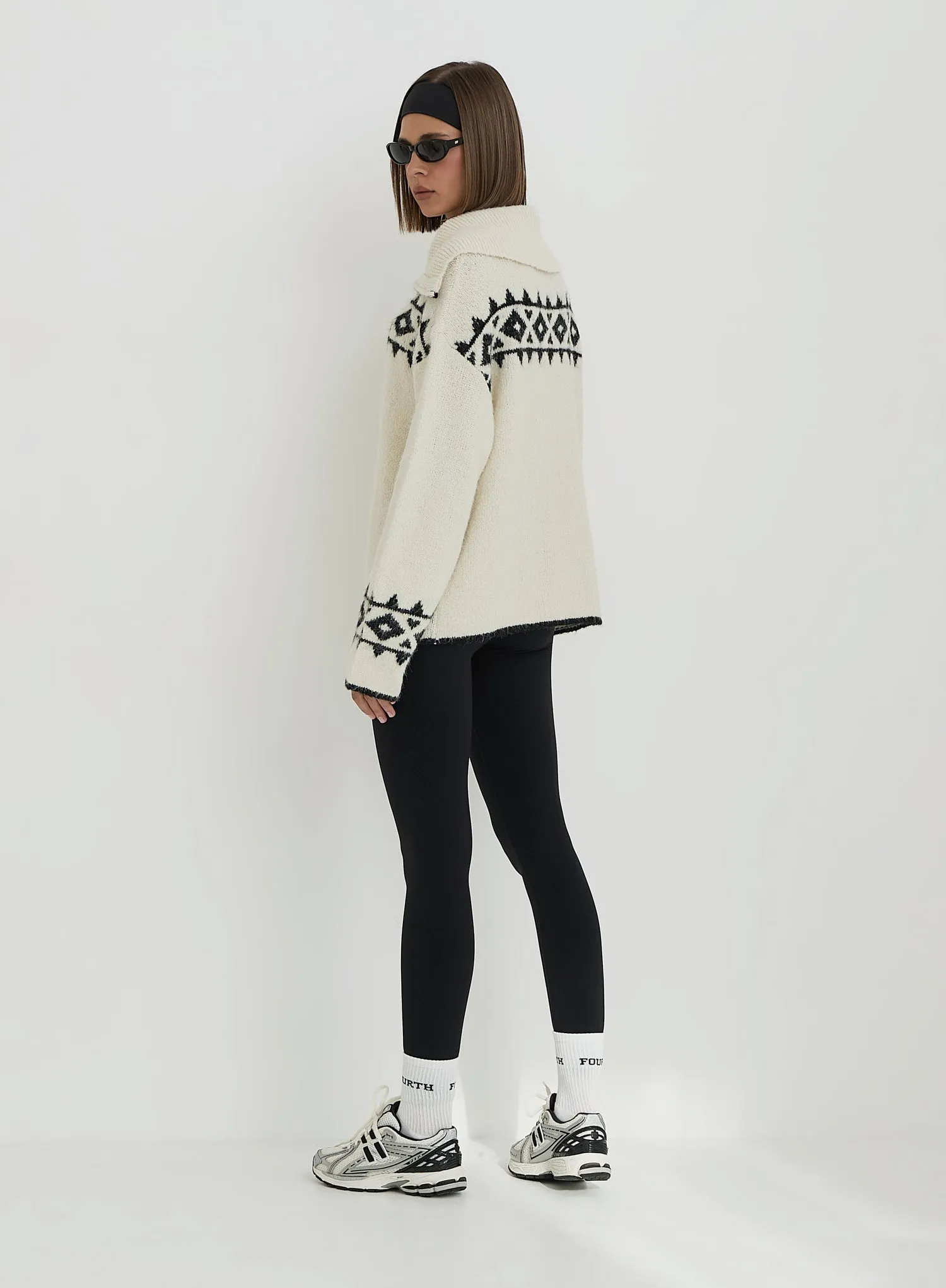 Cream Fairisle Knitted Half Zip Jumper- Kali