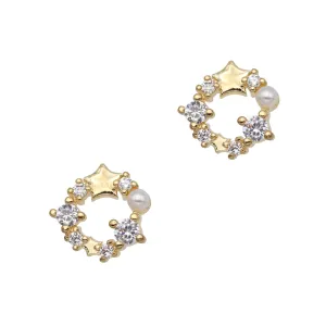 Crystal Holiday Wreath / Zircon Charm / Gold