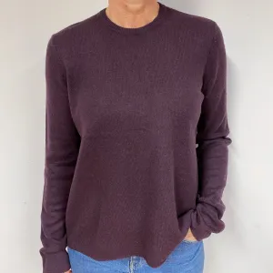 Deep Purple Slouchy Cashmere Crew Neck Jumper Medium