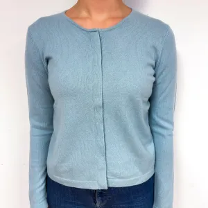 Duck Egg Blue Cashmere Crew Neck Cardigan Small
