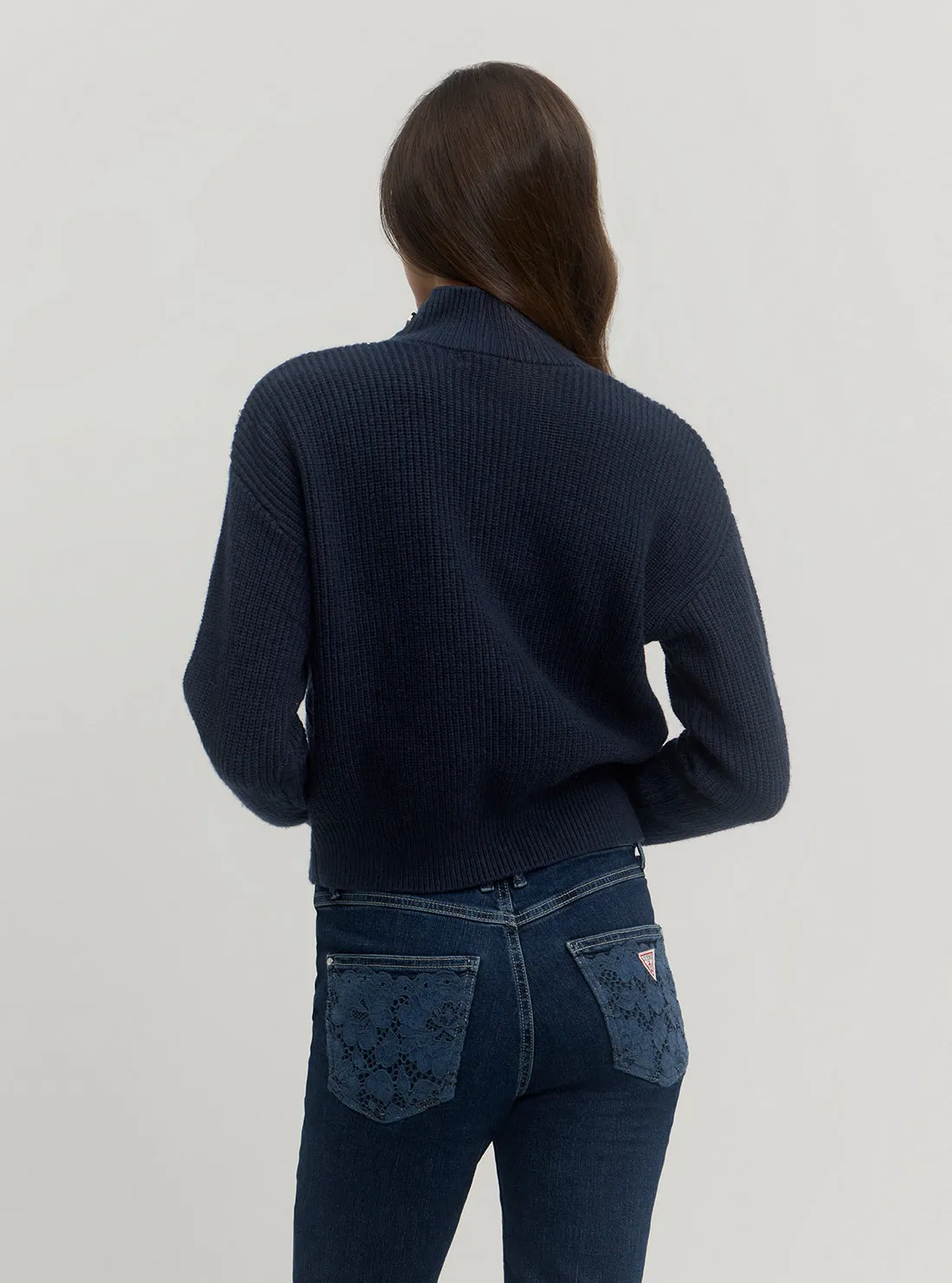 Eco Navy Zylee Mock Neck Jumper