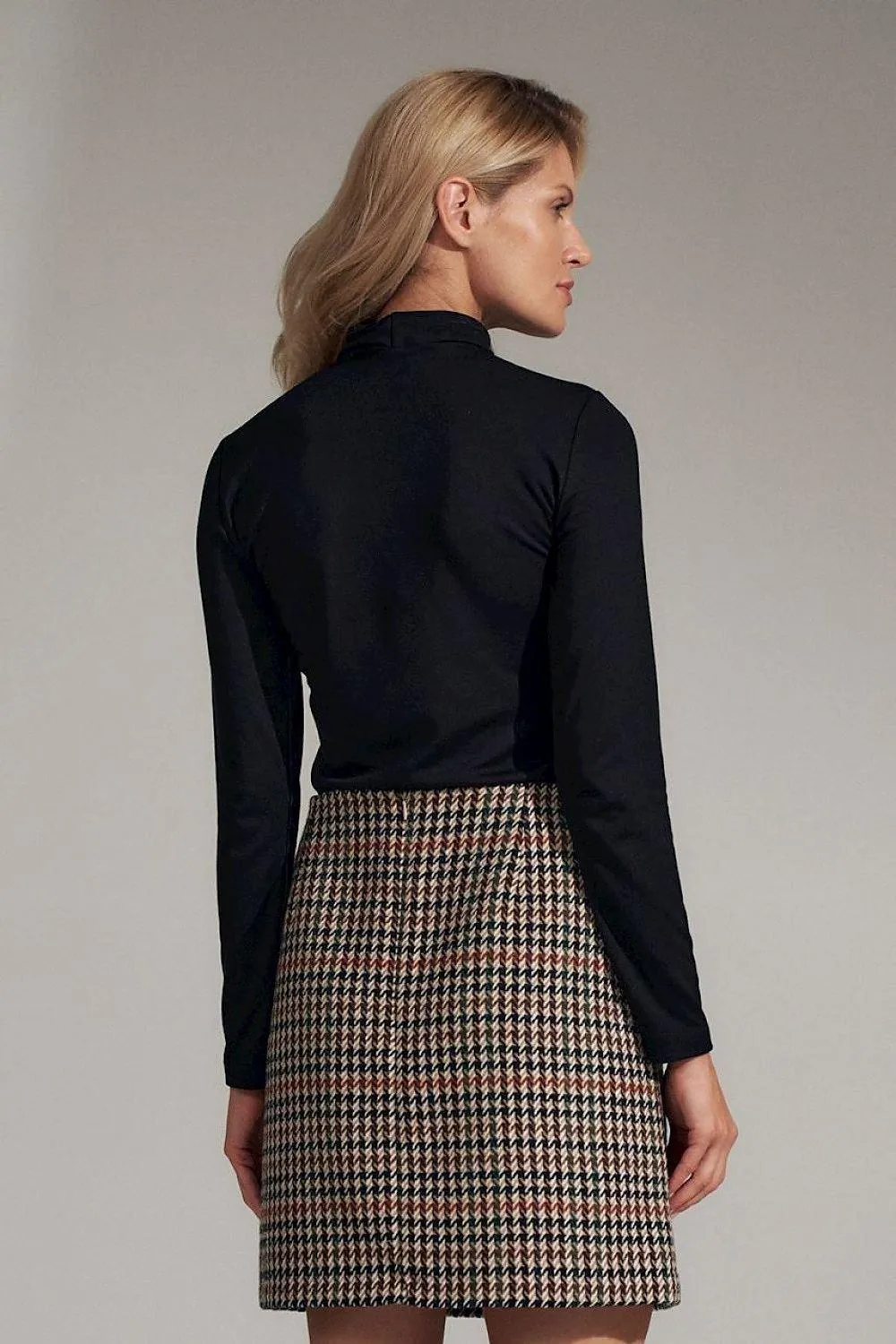 Elegant Long Sleeve Black Turtleneck Blouse