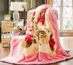 ELSTONE Home Ultra Soft Pure Luxurious Embossed Very Warm Korean Mink Blankets Single Bed Double ply for Winter - (60 x 90 Inch, Multicolor) Pack of 1 Multicolor#18