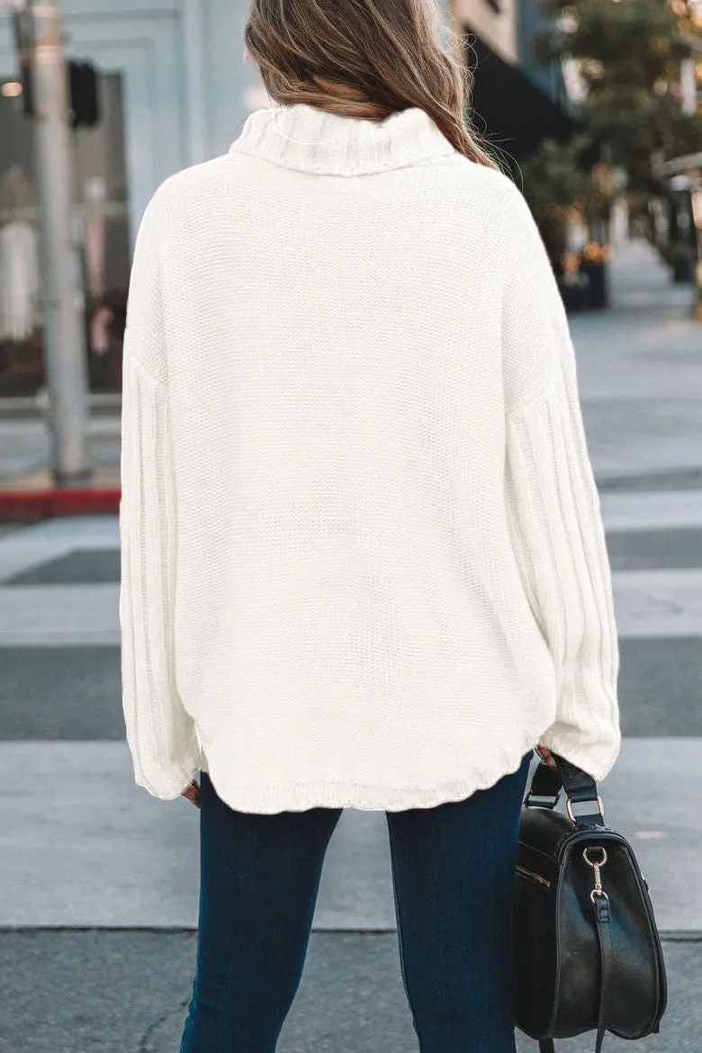 elveswallet Oversized Turtleneck Kangaroo Pocket Knit Sweater