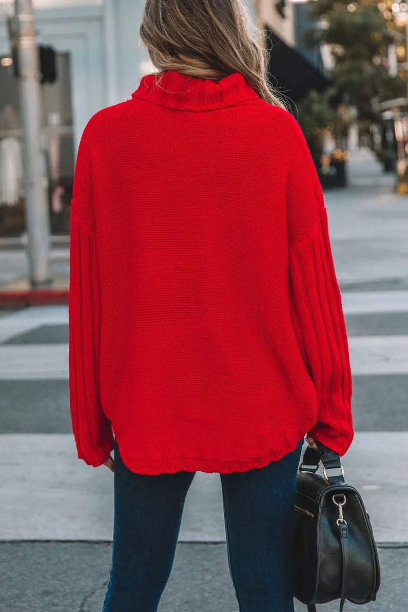 elveswallet Oversized Turtleneck Kangaroo Pocket Knit Sweater