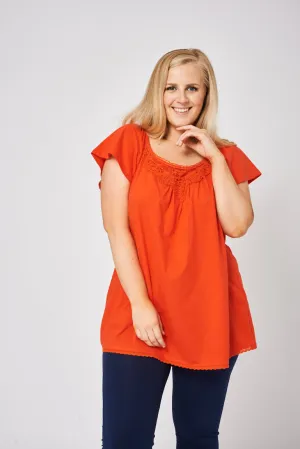 Embroidered Orange Top