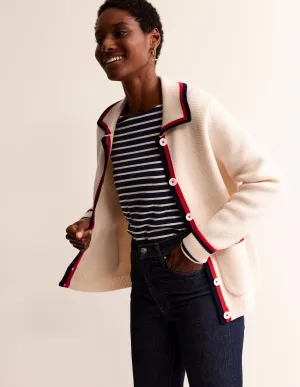 Emily Wool Blend Cardigan-Warm Ivory, Hot Pepper Tipping