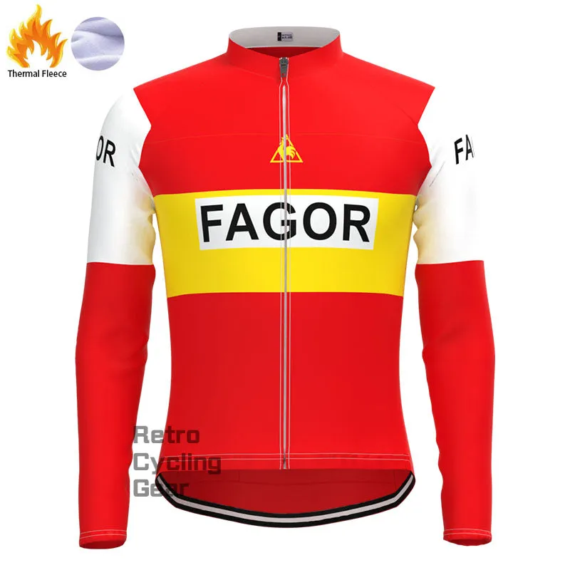 Fagor Red Fleece Retro Long Sleeves Jerseys