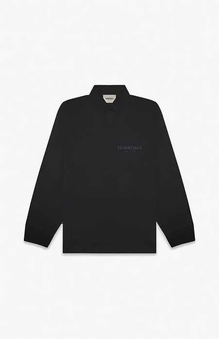 FEAR OF GOD ESSENTIALS LONG SLEEVE POLO "BLACK" SS21